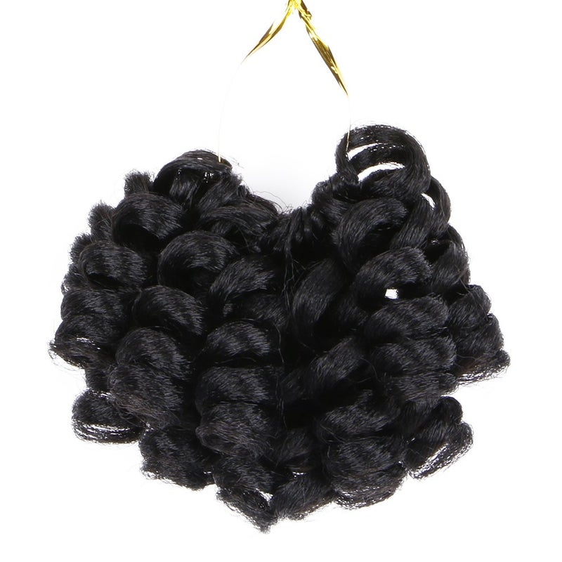 BECUS Short Curly Crochet Braids Hair Extension for Black Women 3Packs 10 inch Curl Tapered Cut Jamaican Jumpy Wand Hair Extensions(3*Packs 10'' #1B 16MM) - Image 5